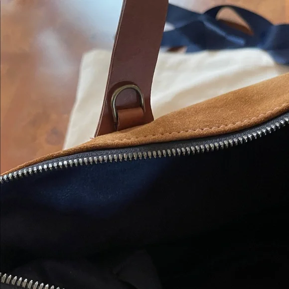 Parker Thatch Charlie Carmel Suede Leather Satchel - Picture 6 of 9